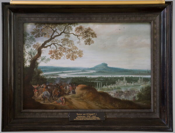 Paulus van Hillegaert, Reiterschlacht vor Schenkenschanz, mit Blick auf die Stadt Kleve rechts, 1635, Öl auf Holz, 42 x 61,5 cm / Foto: Christian Wucherpfennig